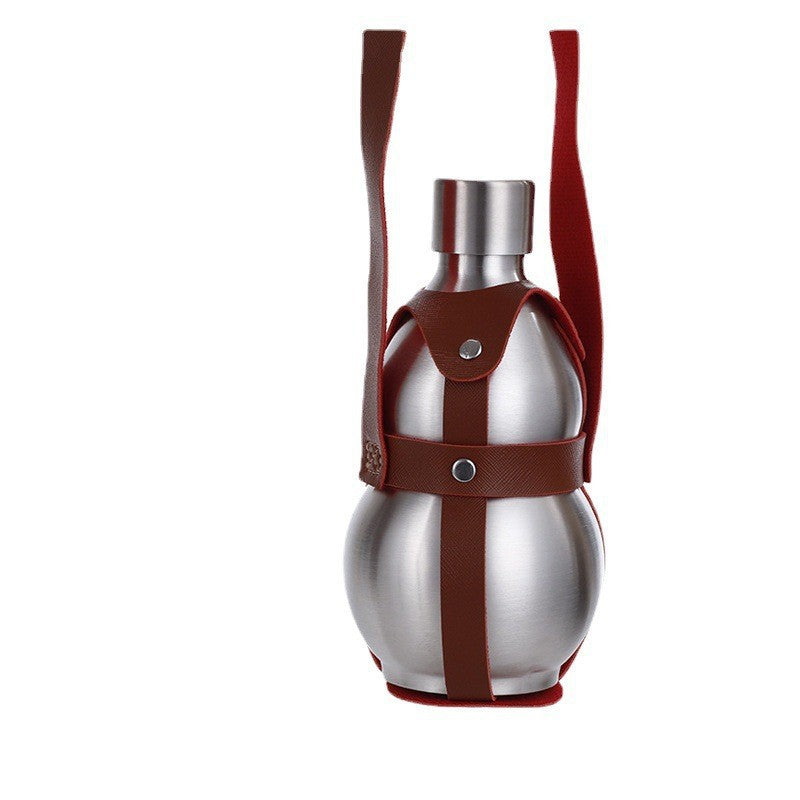 Women's stainless steel water bottle with trendy leather strap Kalsten