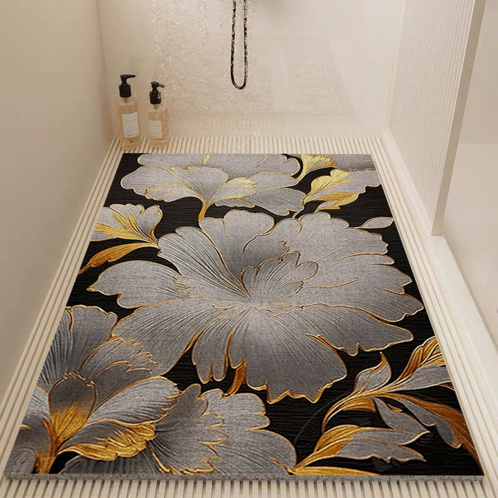 Elegant Floral Pattern Bath Mat Kalsten