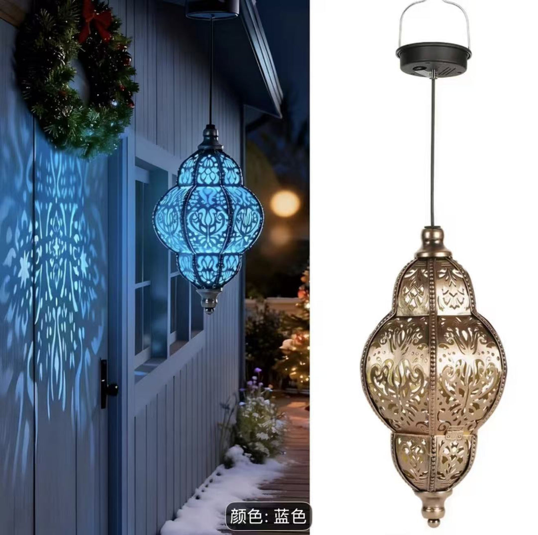 Ornate Filigree Hanging Projection Pendant Lamp With Adjustable Cord And LED-Compatible Socket Kalsten