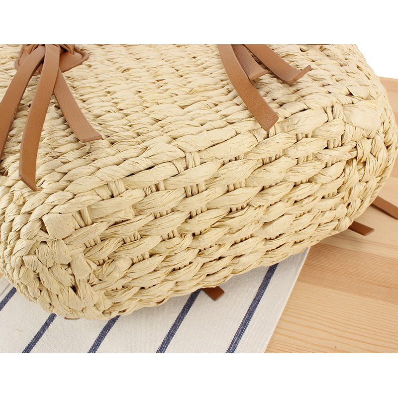 Braided Bast Bag with Leather Straps Kalsten