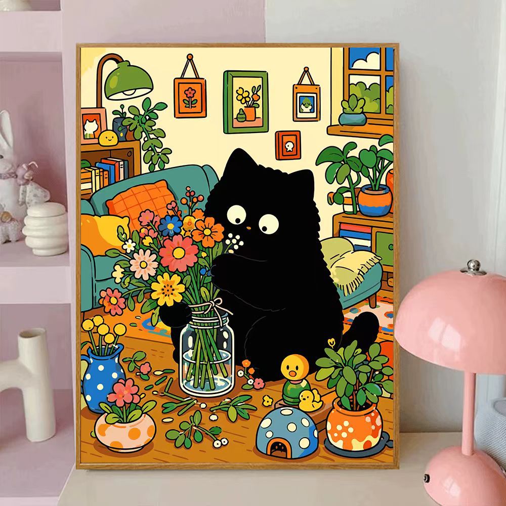Playful Cat-Themed Decorative Wall Canvas Art Kalsten