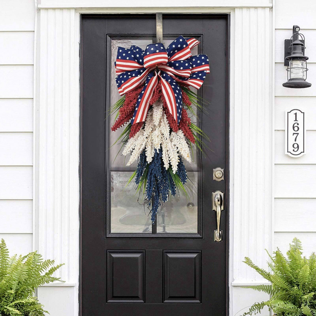 Unisex nan more patriotic door decoration swag with bow and intricate berry branches Kalsten