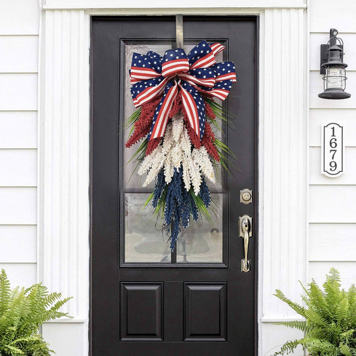 Unisex nan more patriotic door decoration swag with bow and intricate berry branches Kalsten