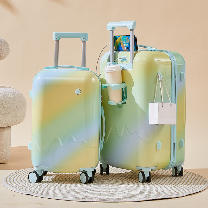 Unisex Functional Hardshell Carry-On Suitcase with Drink Holder Kalsten