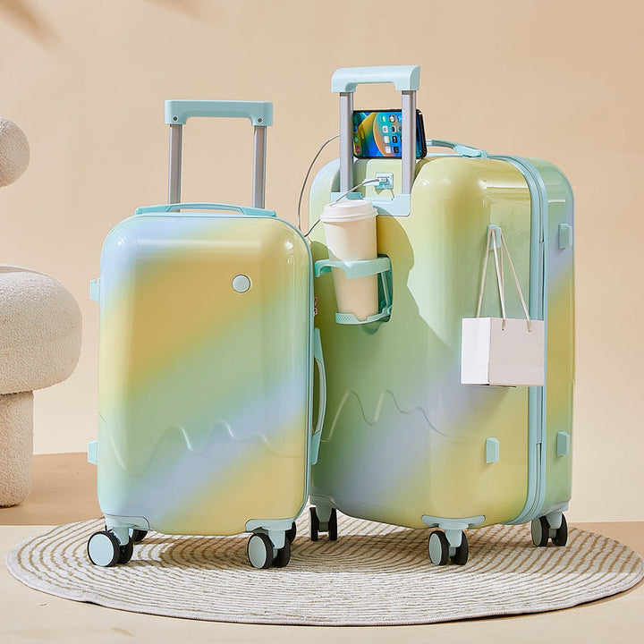 Unisex Functional Hardshell Carry-On Suitcase with Drink Holder Kalsten