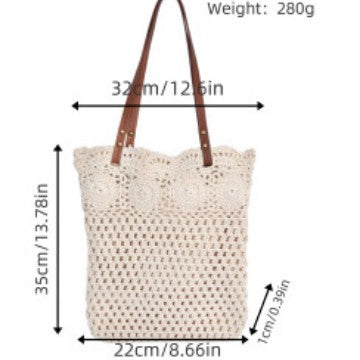 Designer shopping bag with hand-crocheted detail Kalsten
