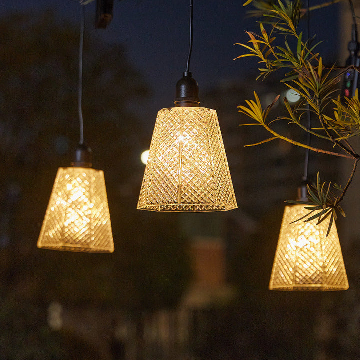 Solar USB Rechargeable Textured Glass Pendant Light Kalsten