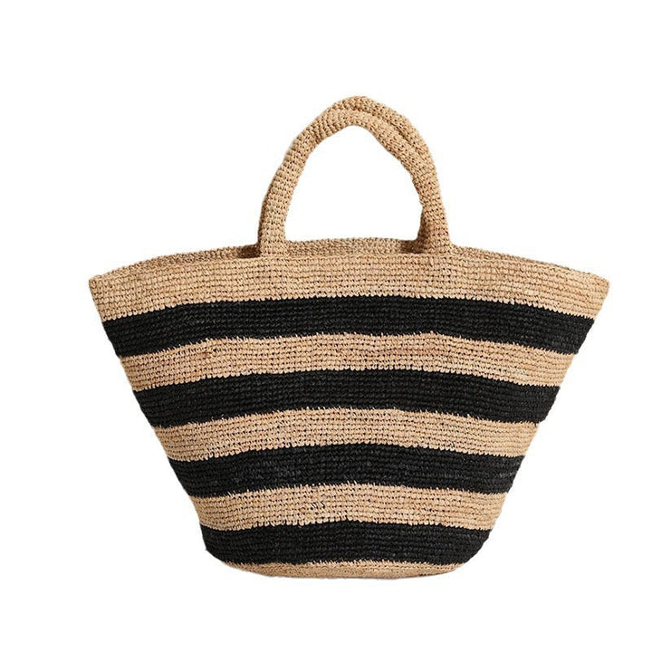 Braided beach bag with modern striped pattern Kalsten