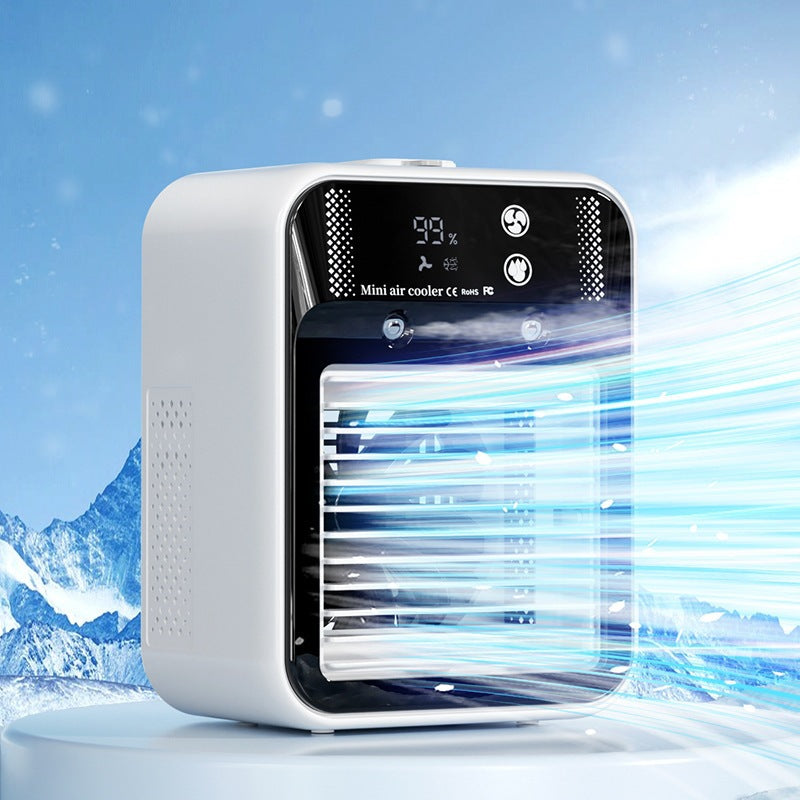 Unisex portable mini air cooler with humidifier digital display USB operation Kalsten