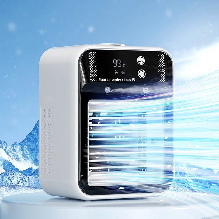 Unisex portable mini air cooler with humidifier digital display USB operation Kalsten