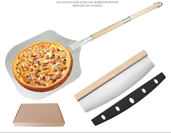 folding wooden handle aluminum pizza peel with removable dough scraper and bench knife set Kalsten