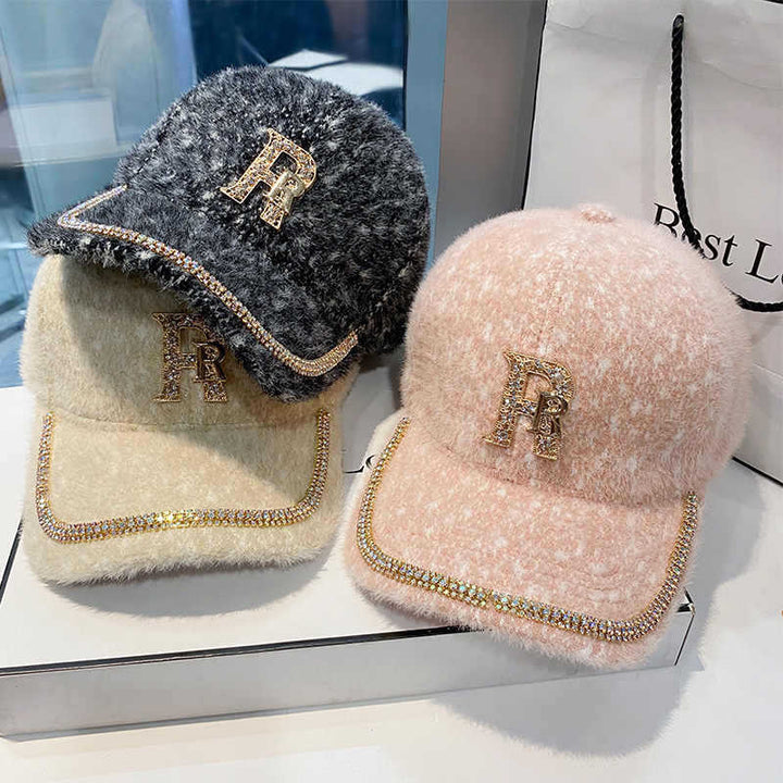 Women's Luxurious Fleece Embellished Baseball Cap Kalsten