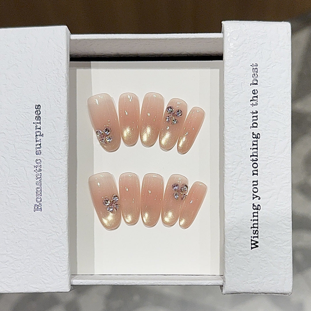 Elegant artificial nails with glitter and floral design Kalsten