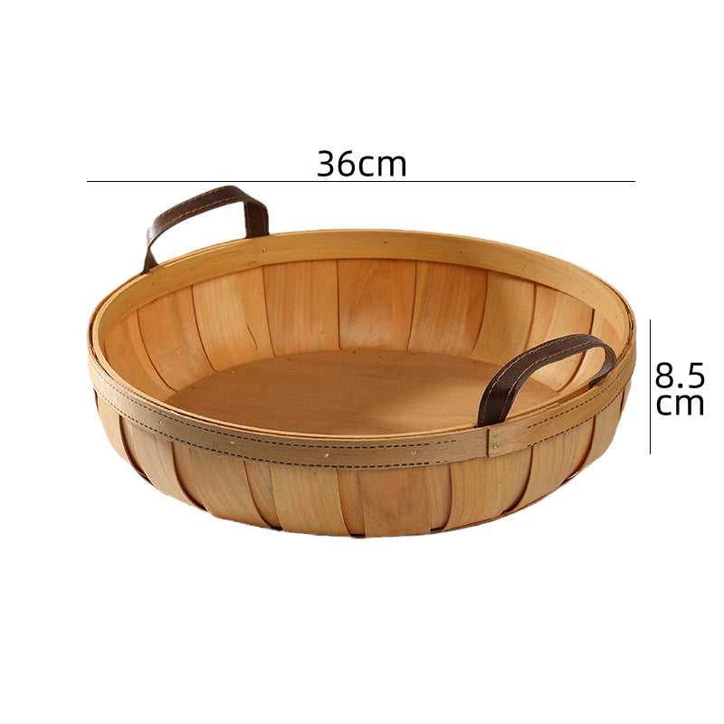 Handcrafted Oval Serving Tray with Leather Handles Kalsten