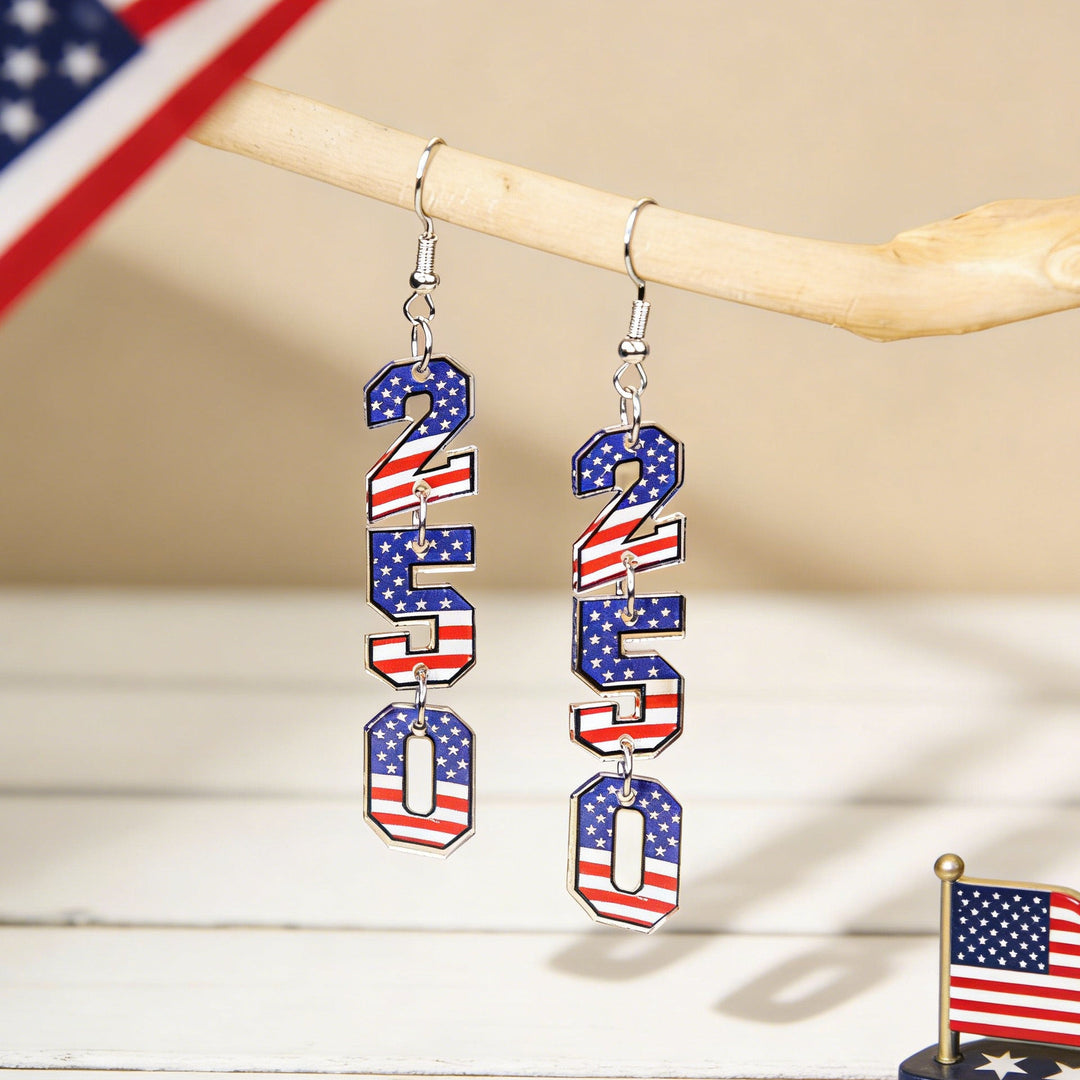Ladies nan statement earrings with bow shape and American flag pendant Kalsten