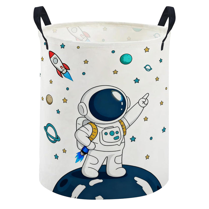 Collapsible Round Fabric Laundry Hamper With Butterfly Print Reinforced Carry Handles Waterproof Liner