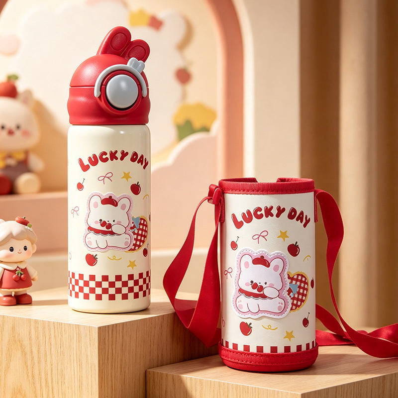 Women's insulated bottle with practical carrying device and playful design Kalsten