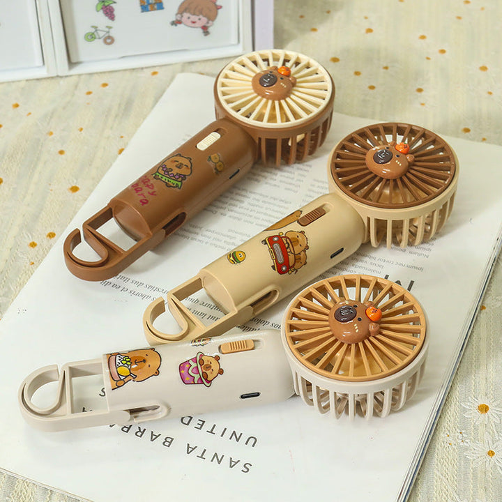 Women Portable Hand Fan with Cute Bear Design and LED Lighting Kalsten