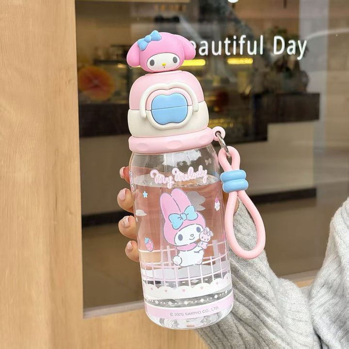Ladies water bottle with interactive lid and cute Pochacco design Kalsten