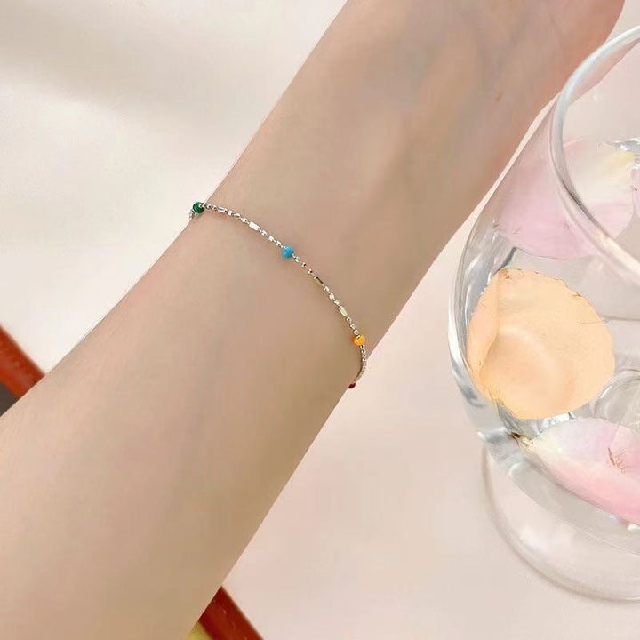 Dainty Multi-Colored Beaded Chain Bracelet Kalsten