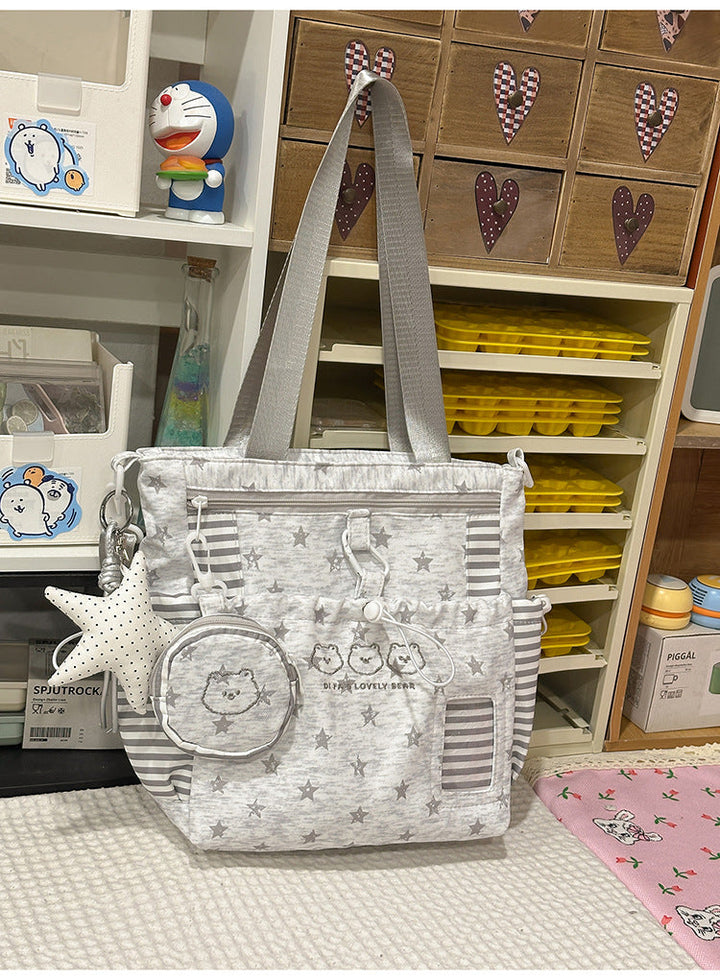 Star-Patterned Multi-Pocket School Backpack