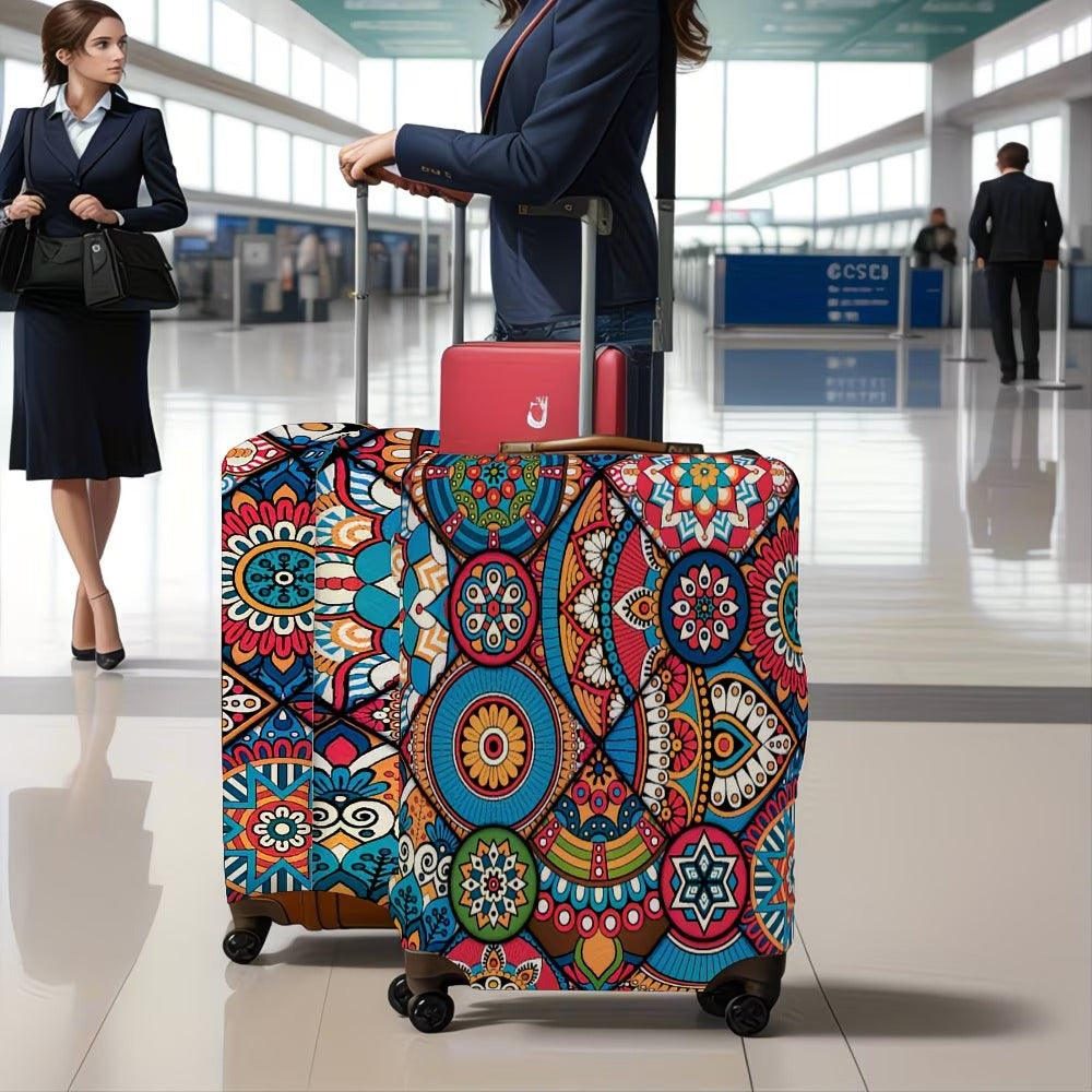 Unisex nan elastic suitcase cover with mandala pattern and telescopic handle compatibility Kalsten