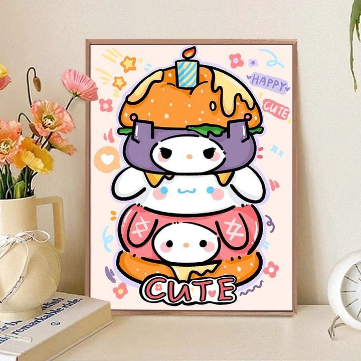 Playful Cat-Themed Food Art Print Kalsten