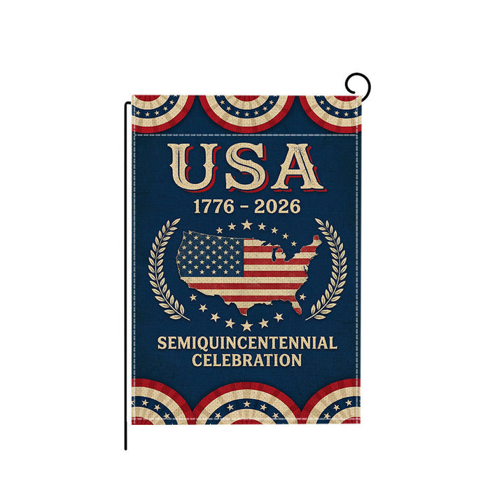 Distressed Vintage American Flag Garden Banner With Statue Of Liberty Motif Double-Sided Polyester