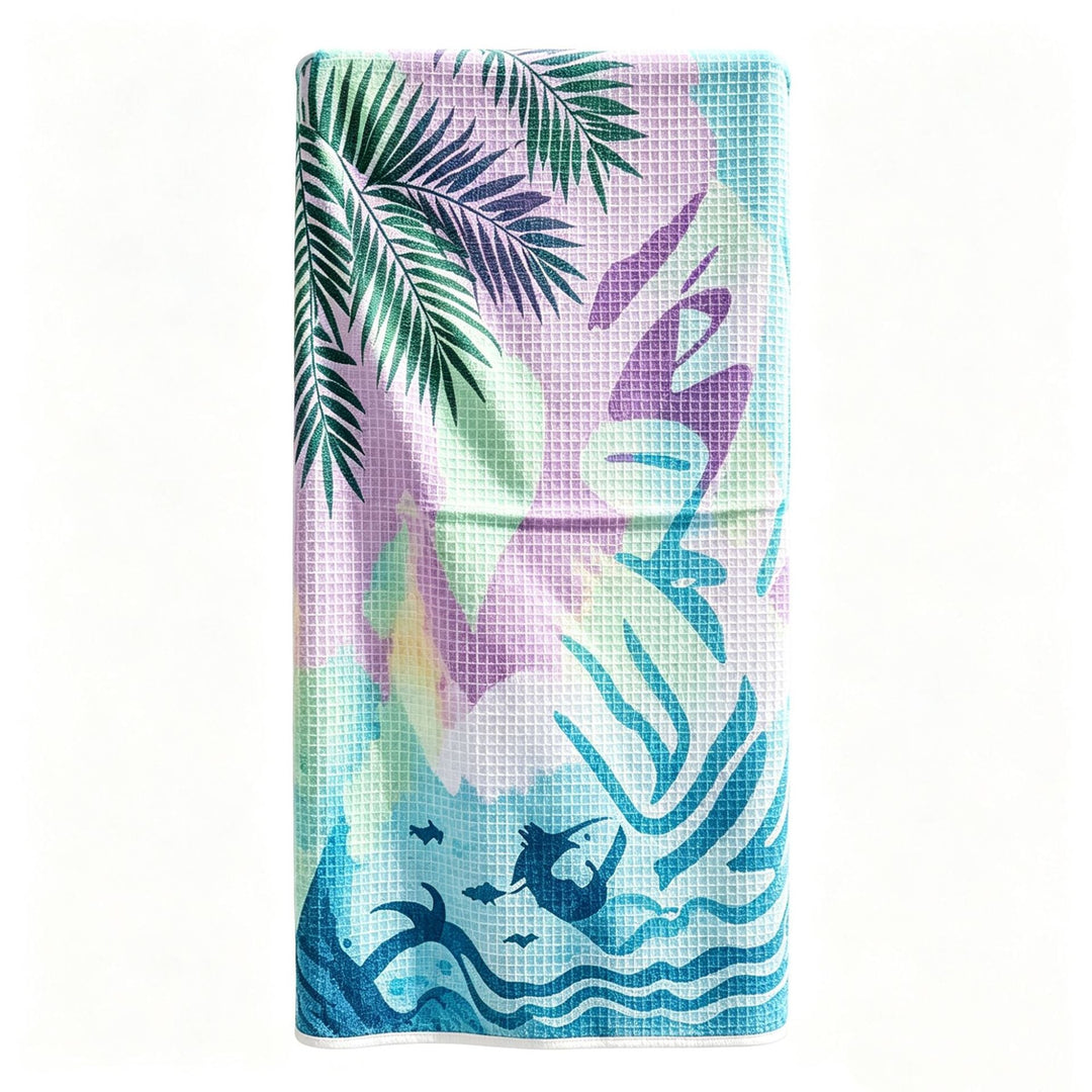 Multifunctional beach blanket with appealing tropical pattern Kalsten