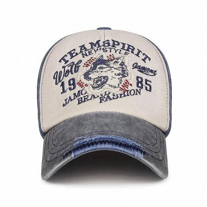Men's Vintage-Inspired Wolf Graphic Baseball Cap Kalsten