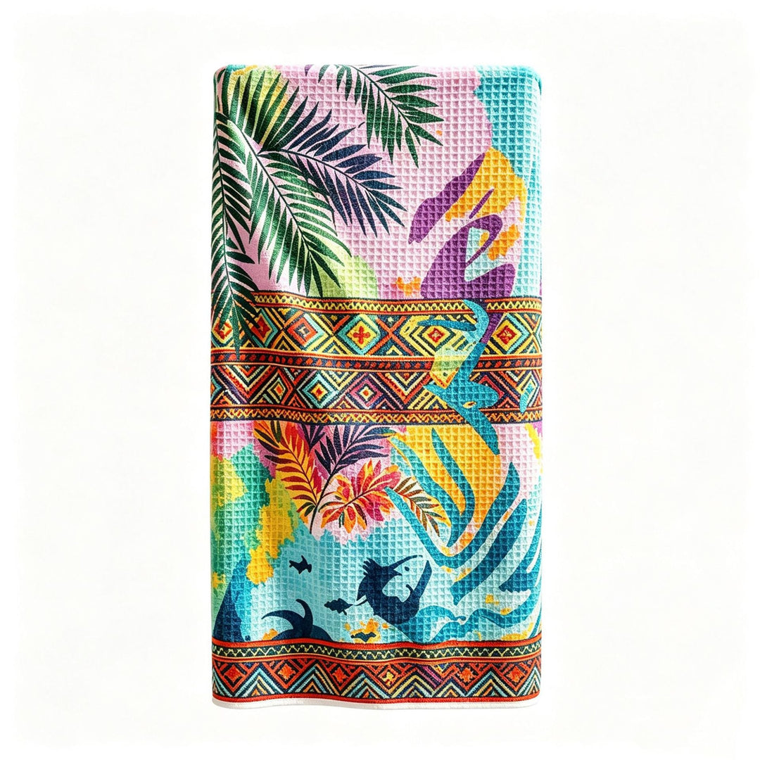 Multifunctional beach blanket with appealing tropical pattern Kalsten