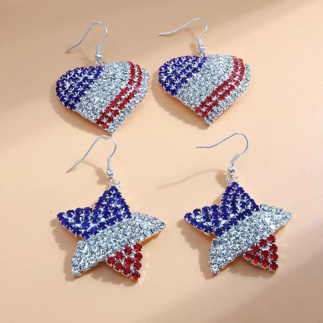 Women's heart-shaped rhinestone statement earrings with multi-row crystal embellishments and fishhook closure Kalsten