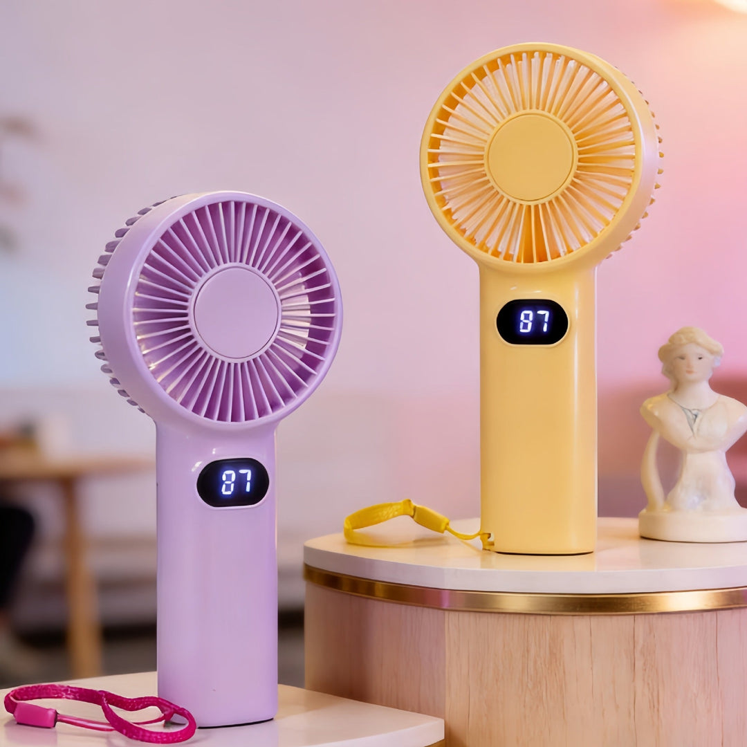 Women's Portable Mini Handheld Fan with LCD Display Kalsten