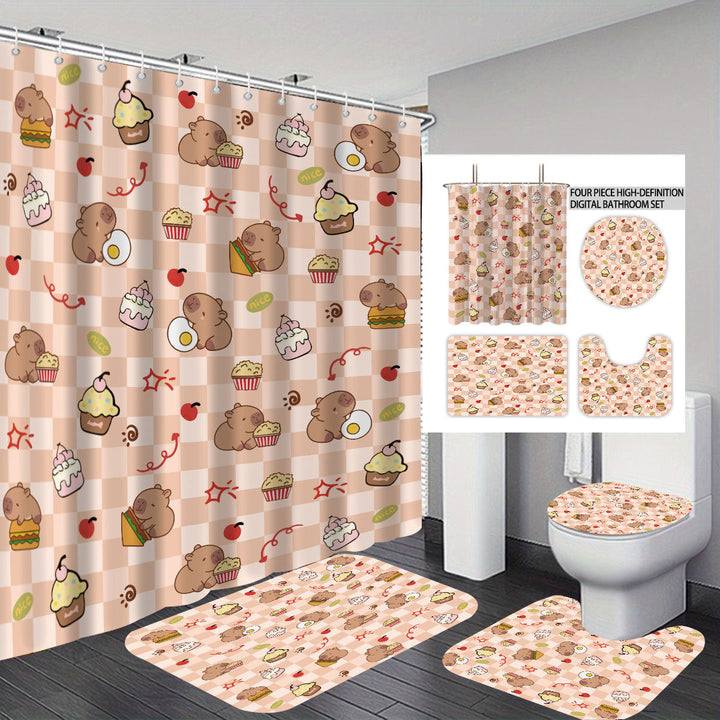 Cute Bear-Themed Four-Piece Bathroom Set Kalsten