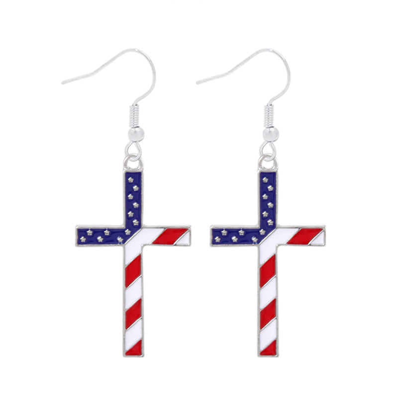 Women's star-shaped enamel earrings with USA flag motif and gold-plated fish Kalsten