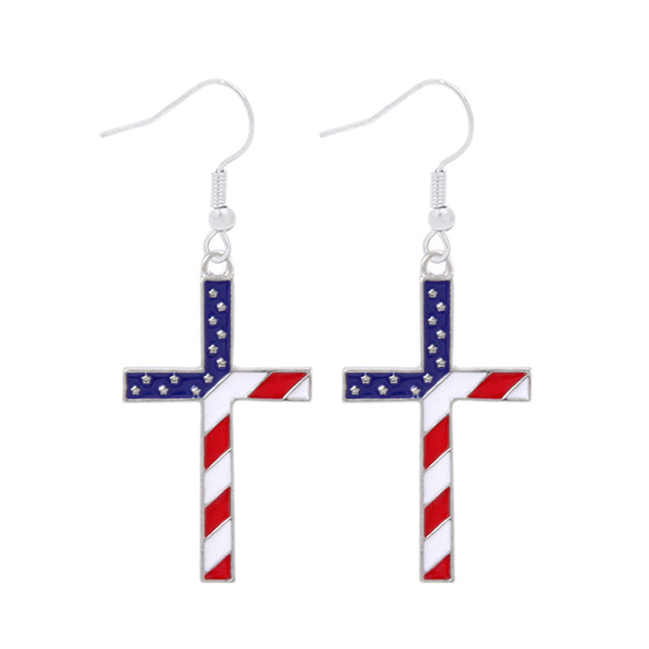 Women's star-shaped enamel earrings with USA flag motif and gold-plated fish Kalsten