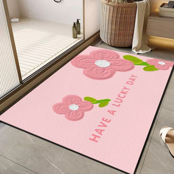 Cheerful Floral Message Bath Mat Kalsten