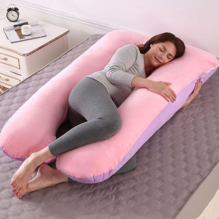 ergonomic U-shaped full-body maternity support pillow with removable washable velour cover and adjustable inner bolster Kalsten