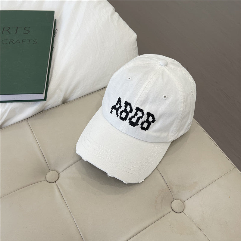 Women's Distressed Cotton Baseball Cap with Graphic Detailing Kalsten
