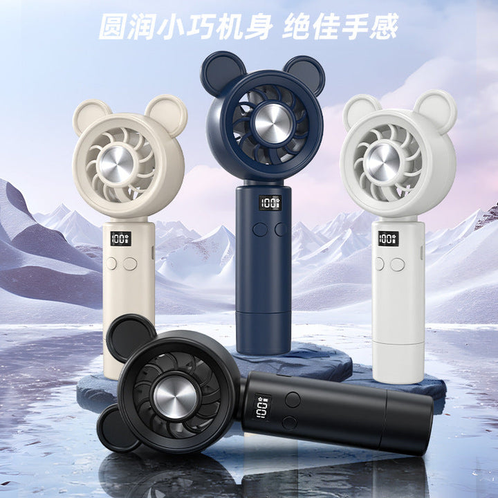 Unisex Portable Hand Fan in Cute Bear Design with Digital Display Kalsten
