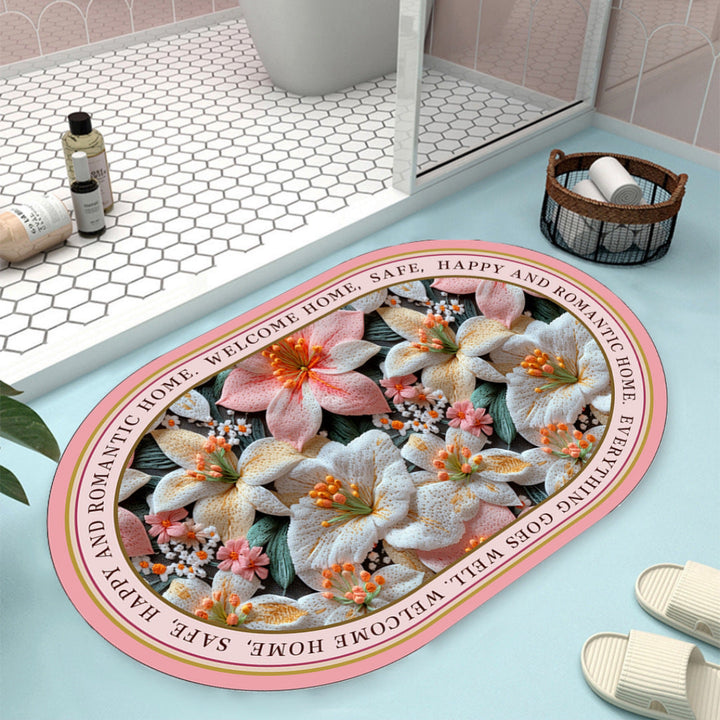 Floral Design Bath Mat Kalsten