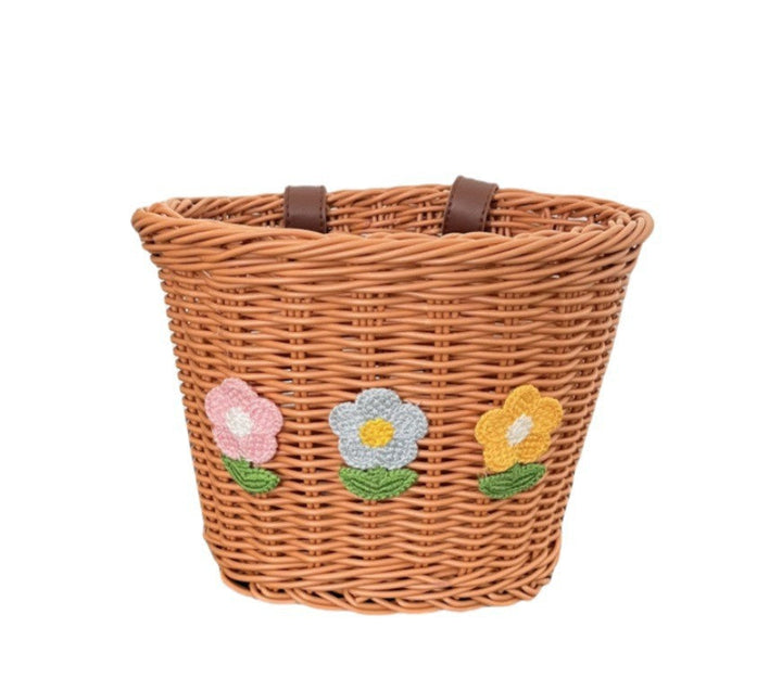 Floral Embroidered Woven Storage Basket Kalsten