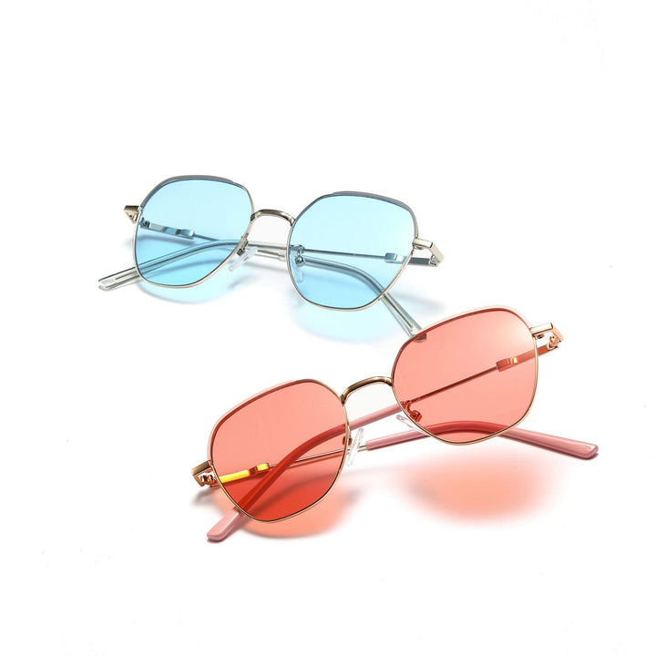 Women’s fashionable sunglasses with slim metal frame and blue lenses Kalsten