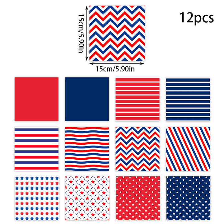 Unisex patterned party napkins made of paper with star and stripe designs Kalsten