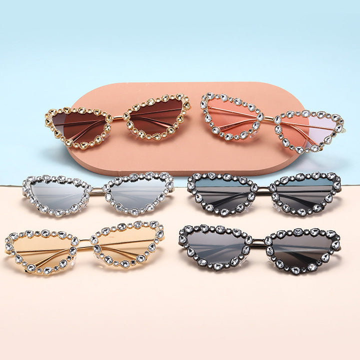 Women's Heart-Shaped Designer Sunglasses with Glamorous Crystal Frame Kalsten