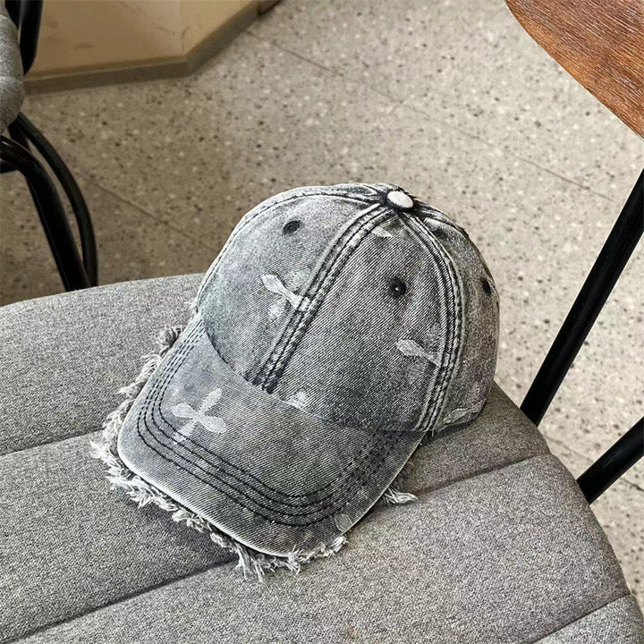 Women's Distressed Denim Fringe Baseball Cap Kalsten
