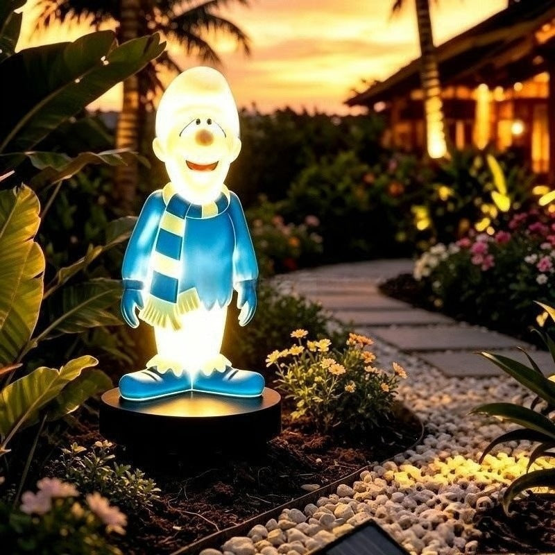 Solar-Powered Cartoon Flame Character Garden Stake Light With Acrylic Diffuser And Adjustable Ground Spike Kalsten