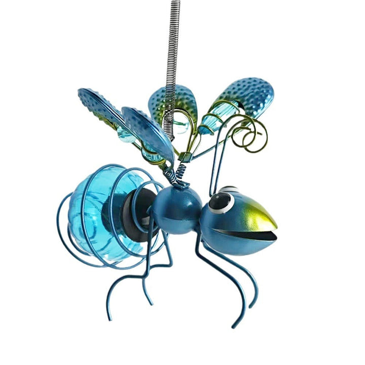 Whimsical Hanging Glass Bee Solar Garden Lantern Ornament Kalsten