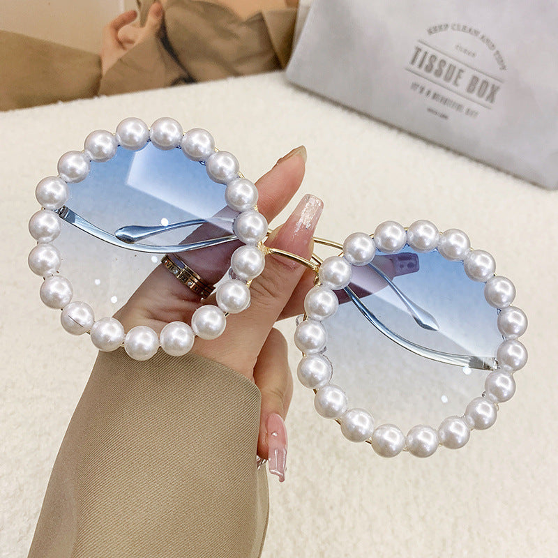 Women's designer sunglasses with pearl-embellished frame Kalsten