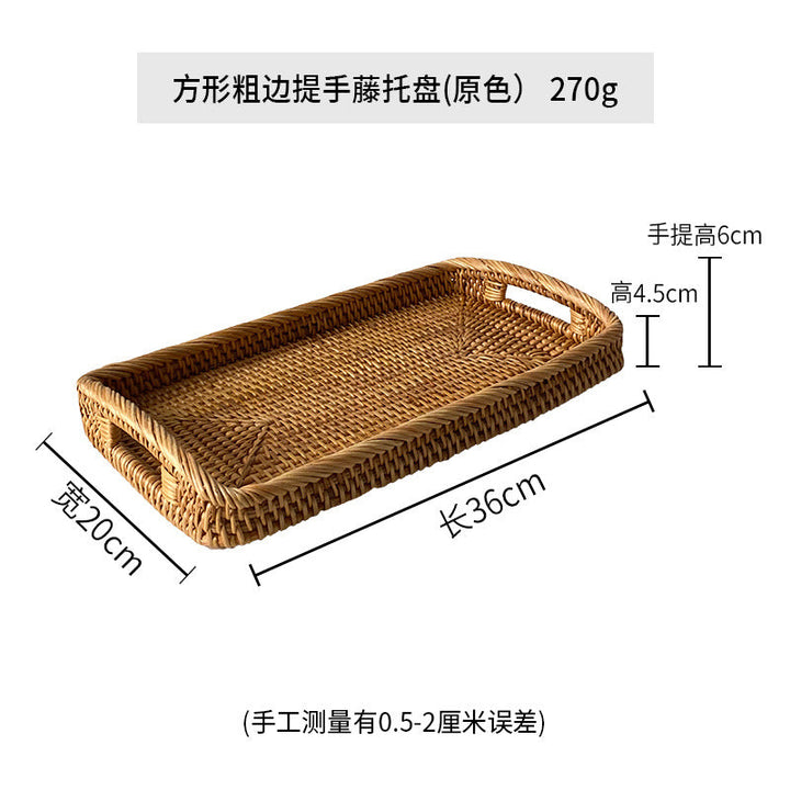 Women's rectangular serving platter made of natural rattan Kalsten